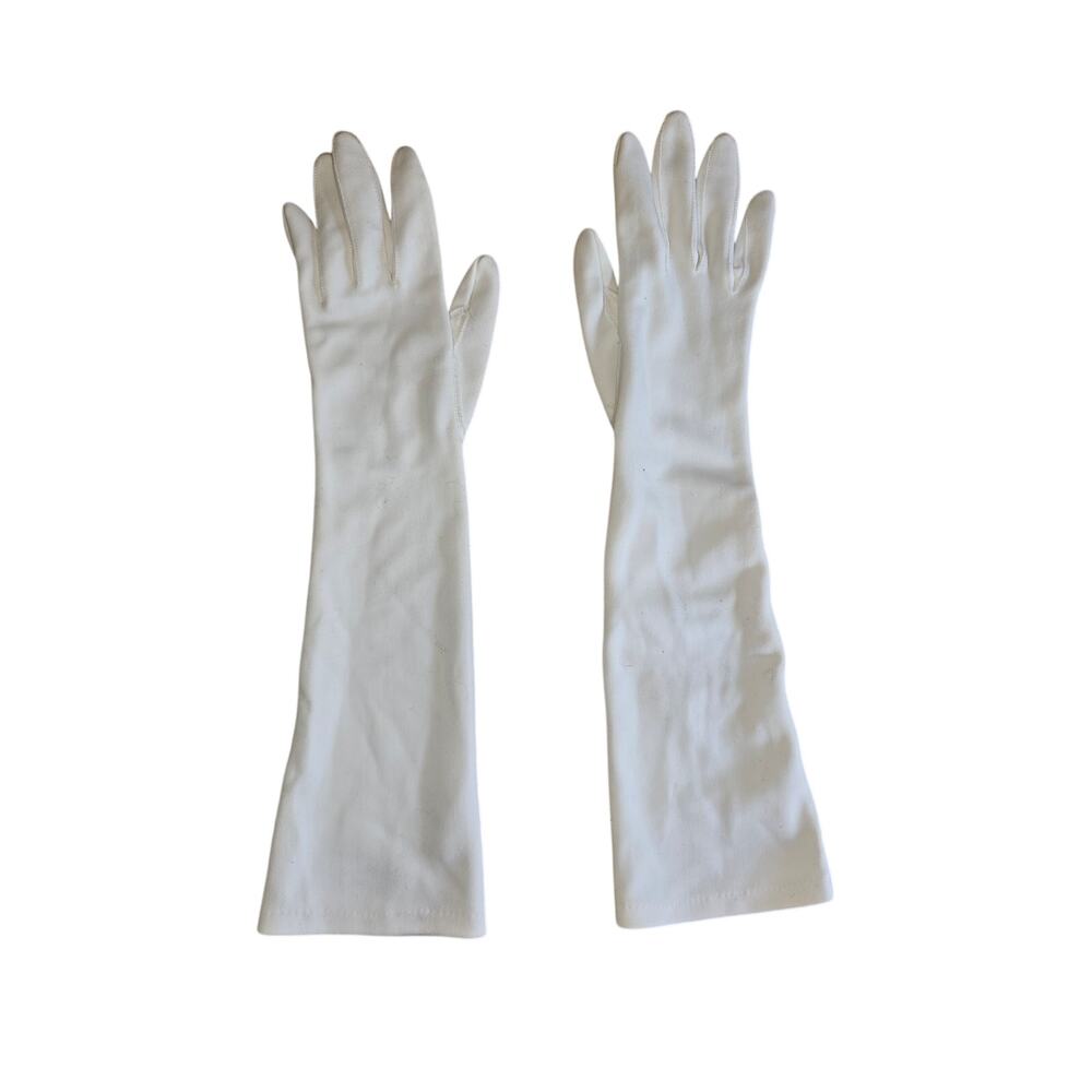 Crescendoe Caresse Vintage White Long Gloves Womens Size 6.5
